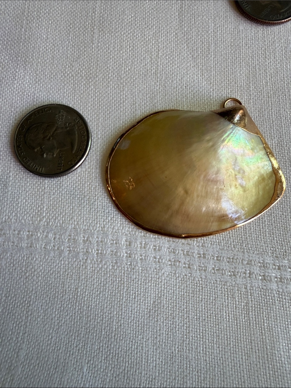 Shell Necklace Pendents - Iridescent Gold & Pink Shell Charms - Picture 4 of 7